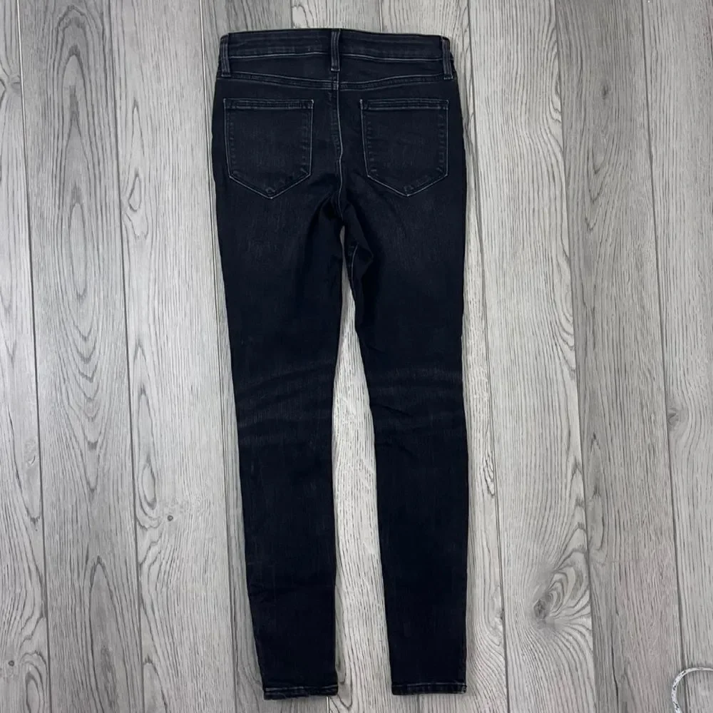 Athleta Sculptek Women Size 0 Black Ultra Skinny Zip Cotton Denim Ankle Jeans